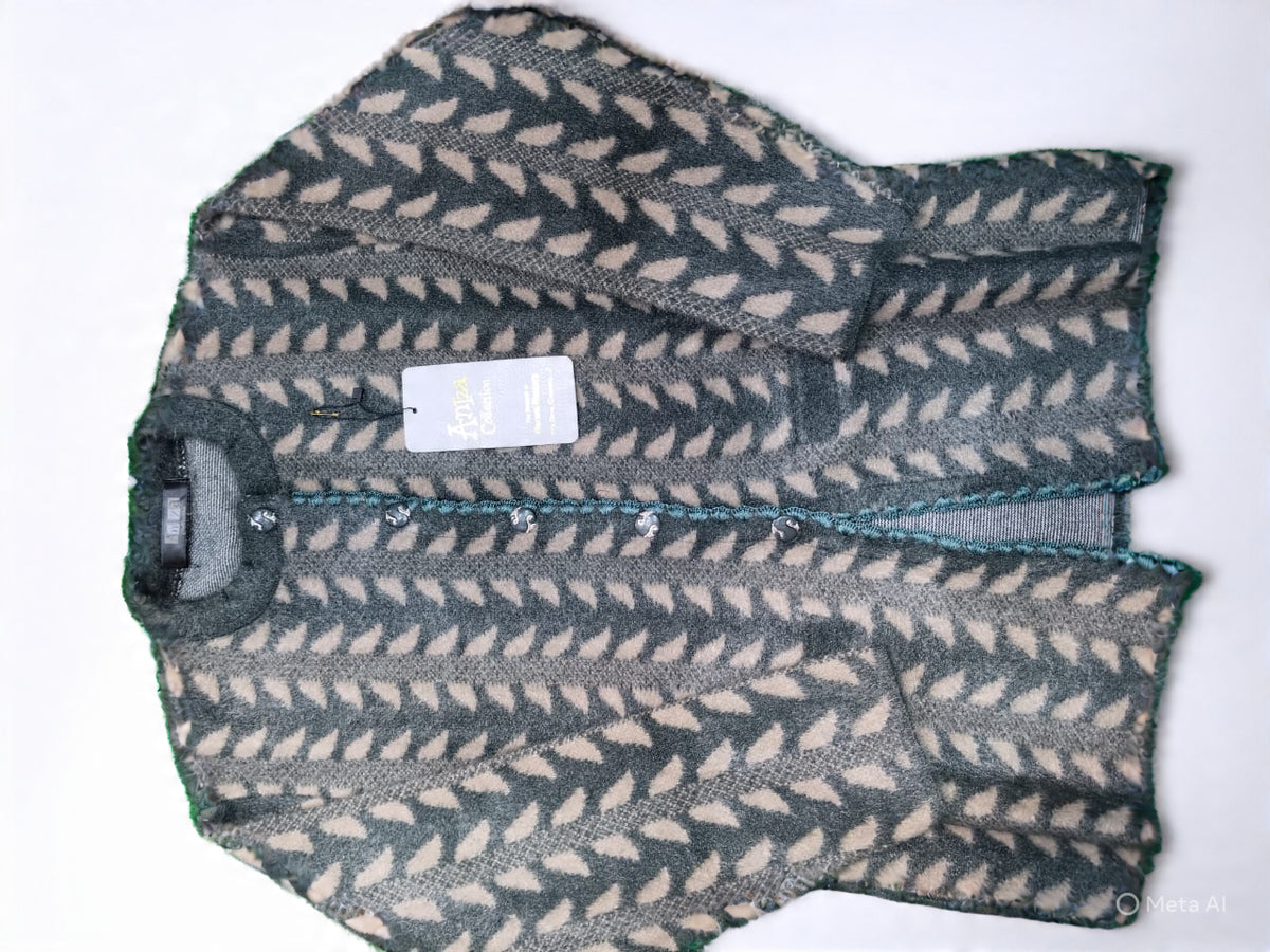 Brown Embroidered V-Neck Cardigan Sweater